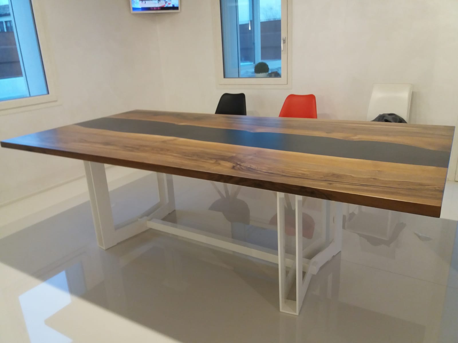 tavolo casarotto design legno noce nazionale resina foto 1
